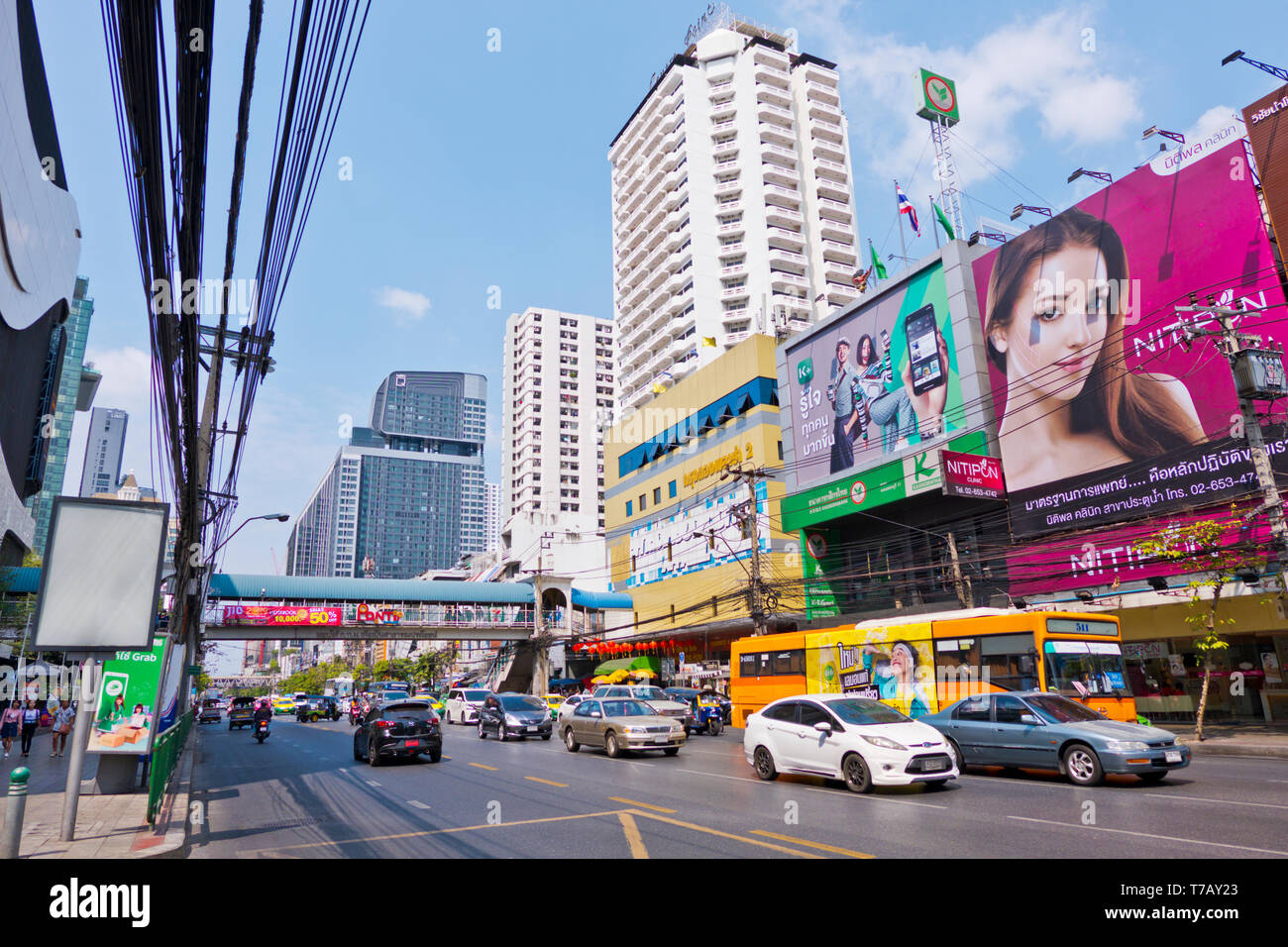 Phetchaburi Road, Ratchathewi, Bangkok, Thailand Stock Photo