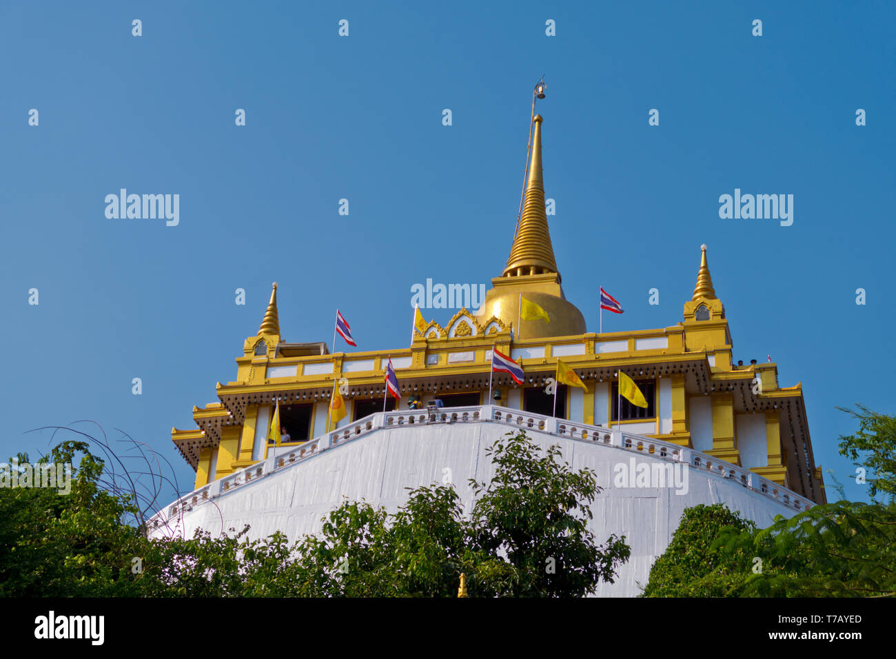 Phu Khao Thong, The Golden Mountain, Wat Saket, Pom Prap Sattru Phai district, Bangkok, Thailand Stock Photo