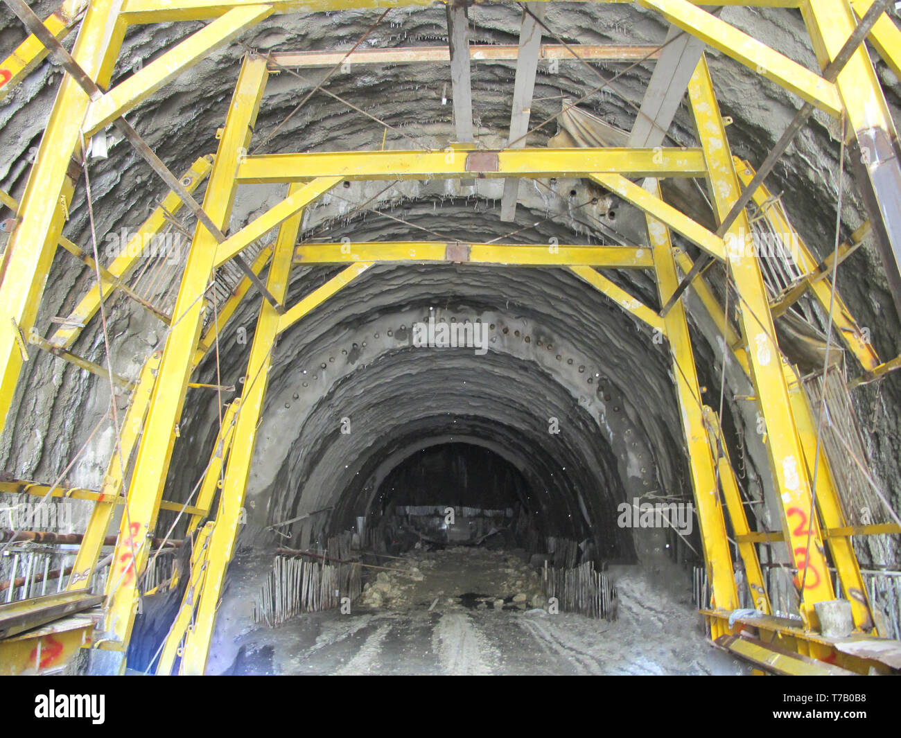 Construction of an underground tunnel. Building under the ground. The
