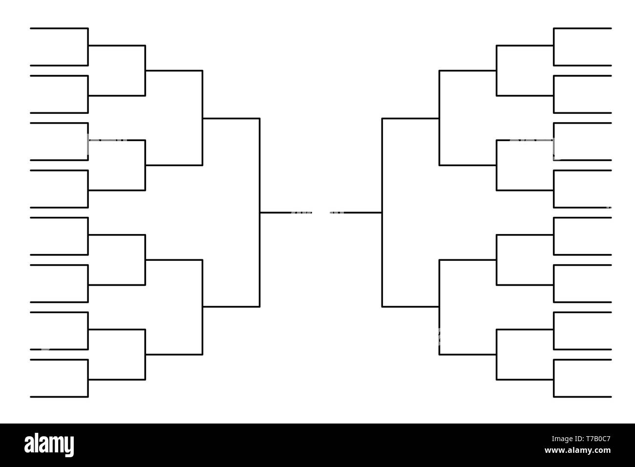 Simple black tournament bracket template for 32 teams isolated on white Stock Vector