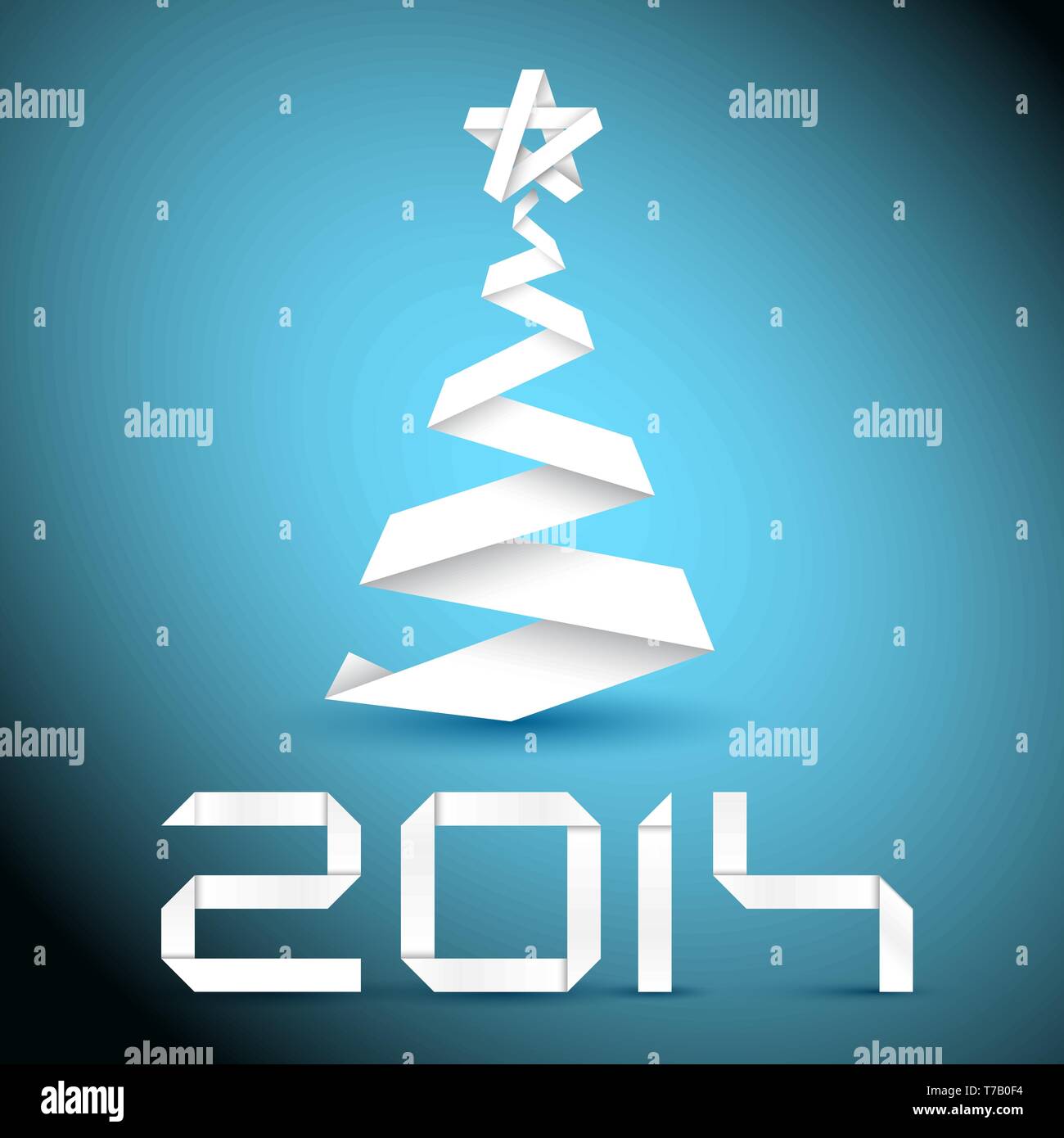 Simple vector christmas tree made from white paper stripe - original ...