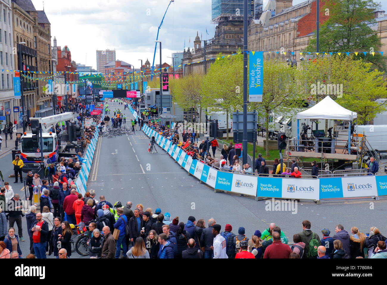 The finish line of the Tour De Yorkshire on The Headrow in Leeds City