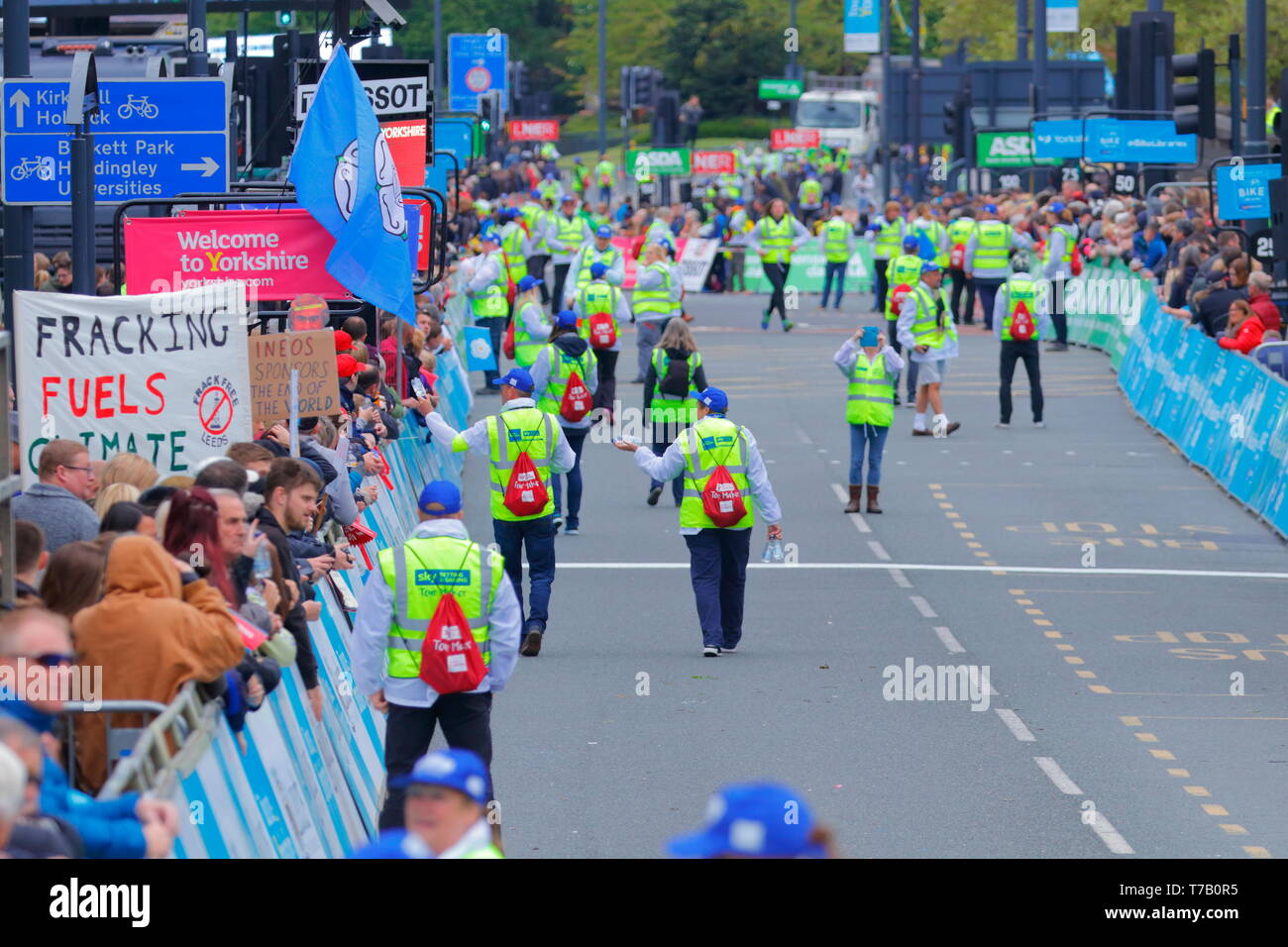 The finish line of the Tour De Yorkshire on The Headrow in Leeds City