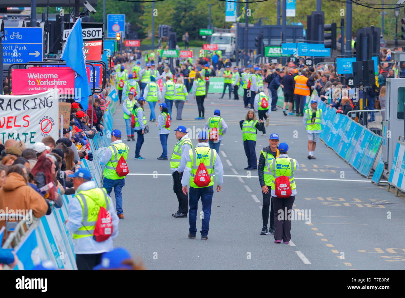 The finish line of the Tour De Yorkshire on The Headrow in Leeds City