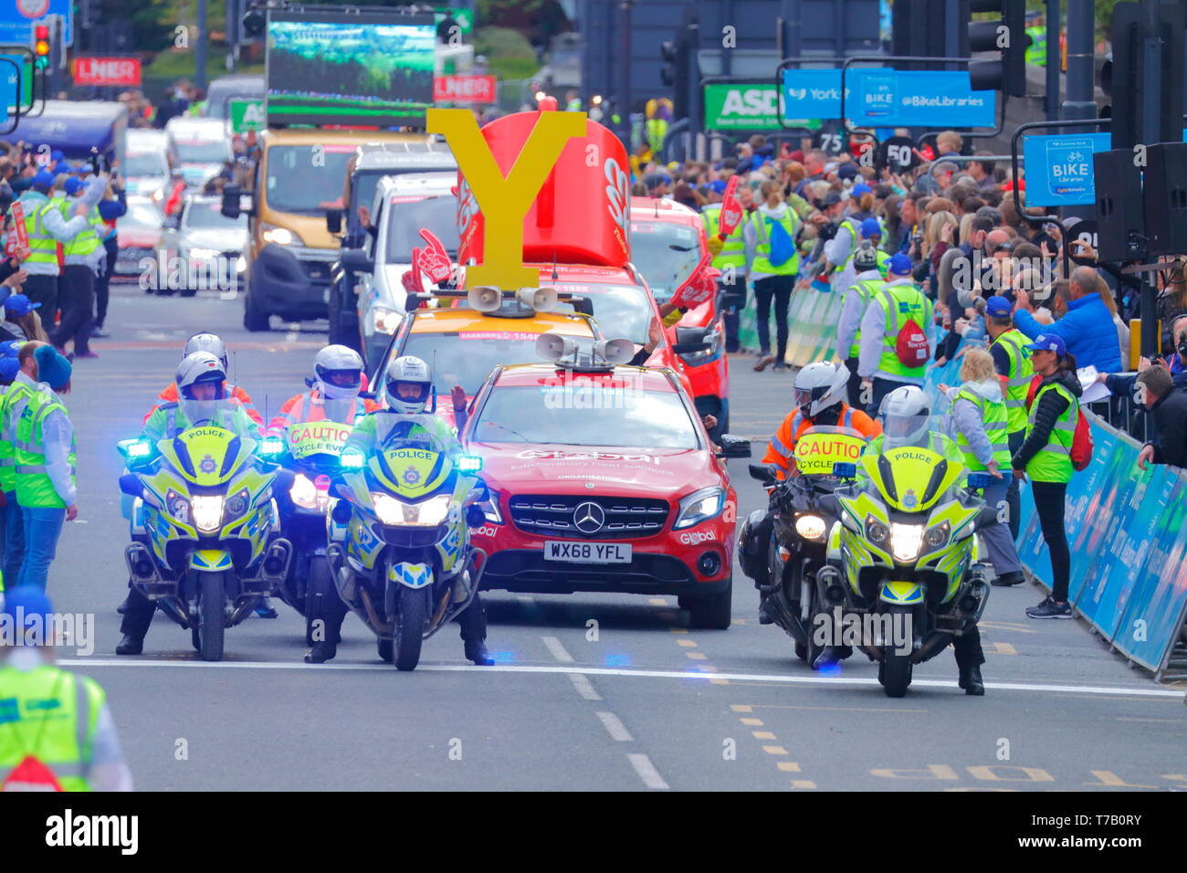 The finish line of the Tour De Yorkshire on The Headrow in Leeds City
