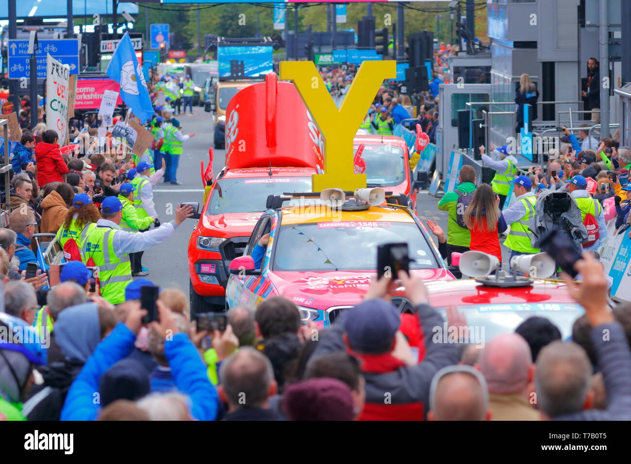 The finish line of the Tour De Yorkshire on The Headrow in Leeds City