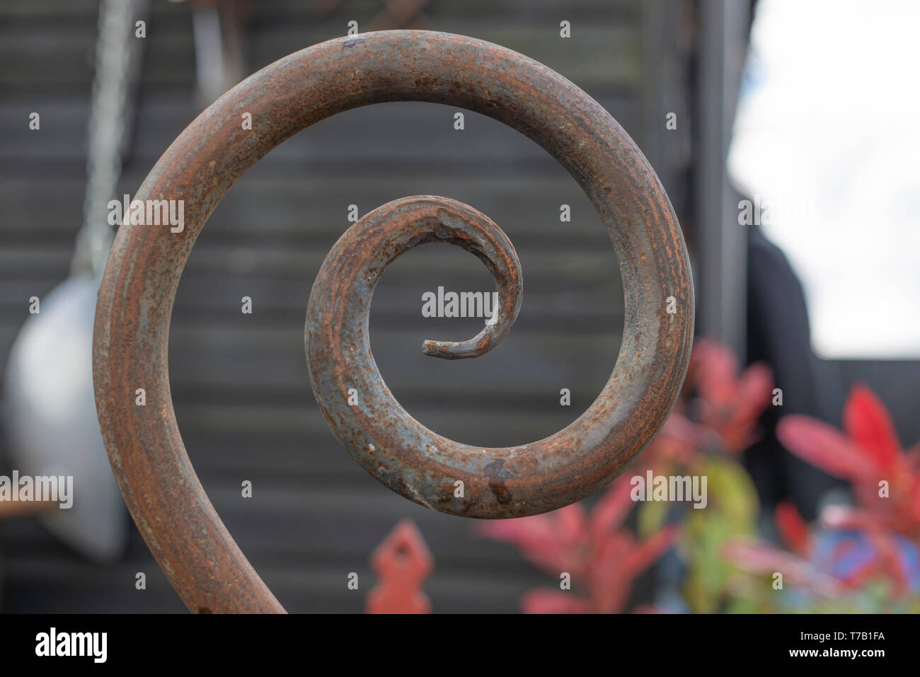 Wrought iron formed into an elegant spiral Stock Photo