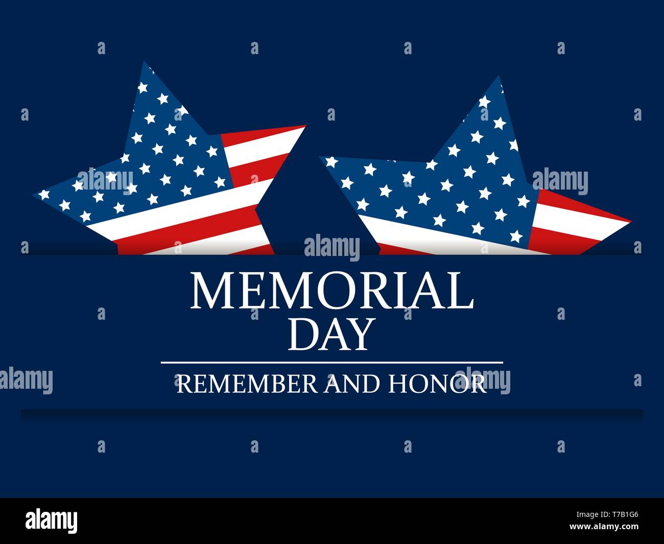 Memorial Day. Remember and Honor. Star with flag of the United States ...
