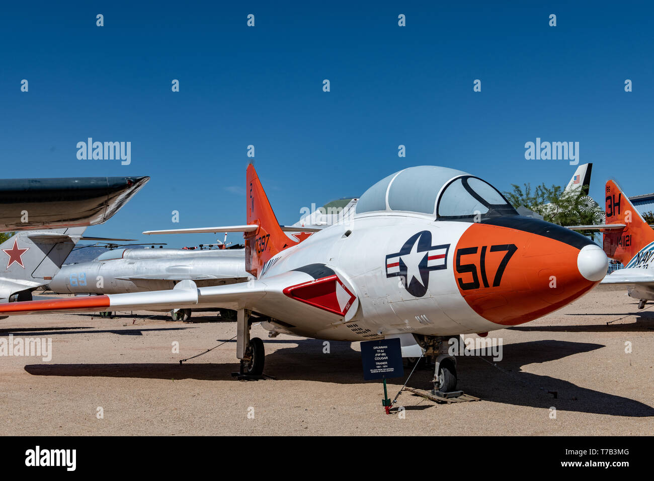 Grumman TF-9J Cougar (Navy) Trainer at Pima Air & Space Museum in Tucson, Arizona Stock Photo