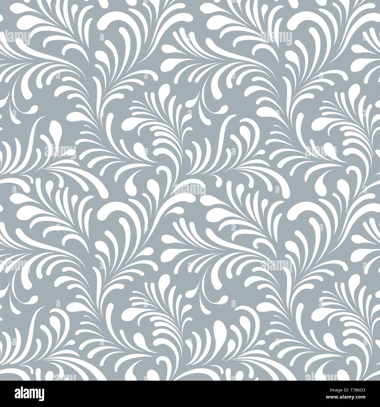 Floral Seamless Pattern With Leaves Abstract Swirl Line Leaf Bloom Background Stock Vector Image Art Alamy