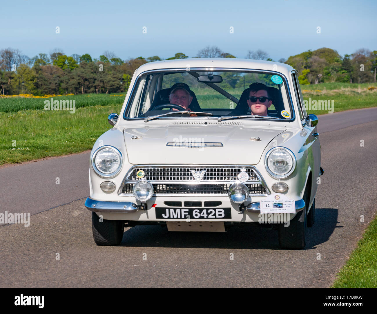 Vintage 1964 Ford Consul car arriving at Archerfield Estate, North Berwick Rotary Club Classic Car Tour 2019, East Lothian, Scotland, UK Stock Photo