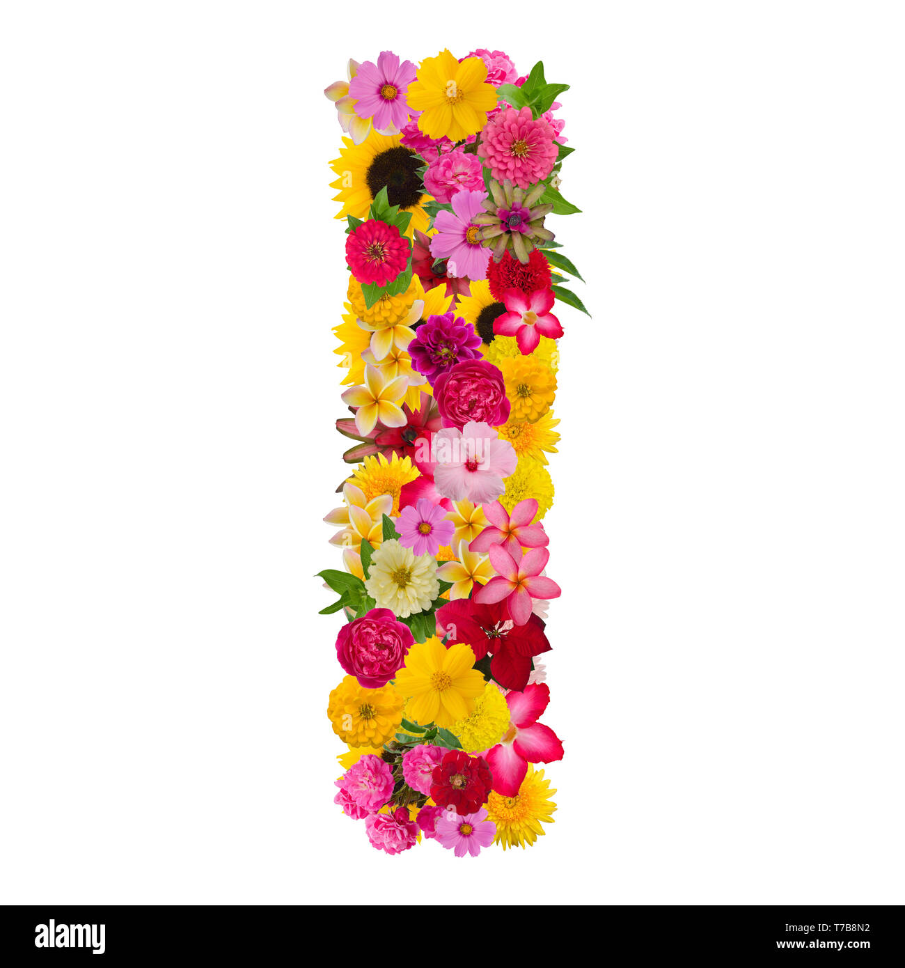 Letter I alphabet with flower ABC concept type as logo isolated on