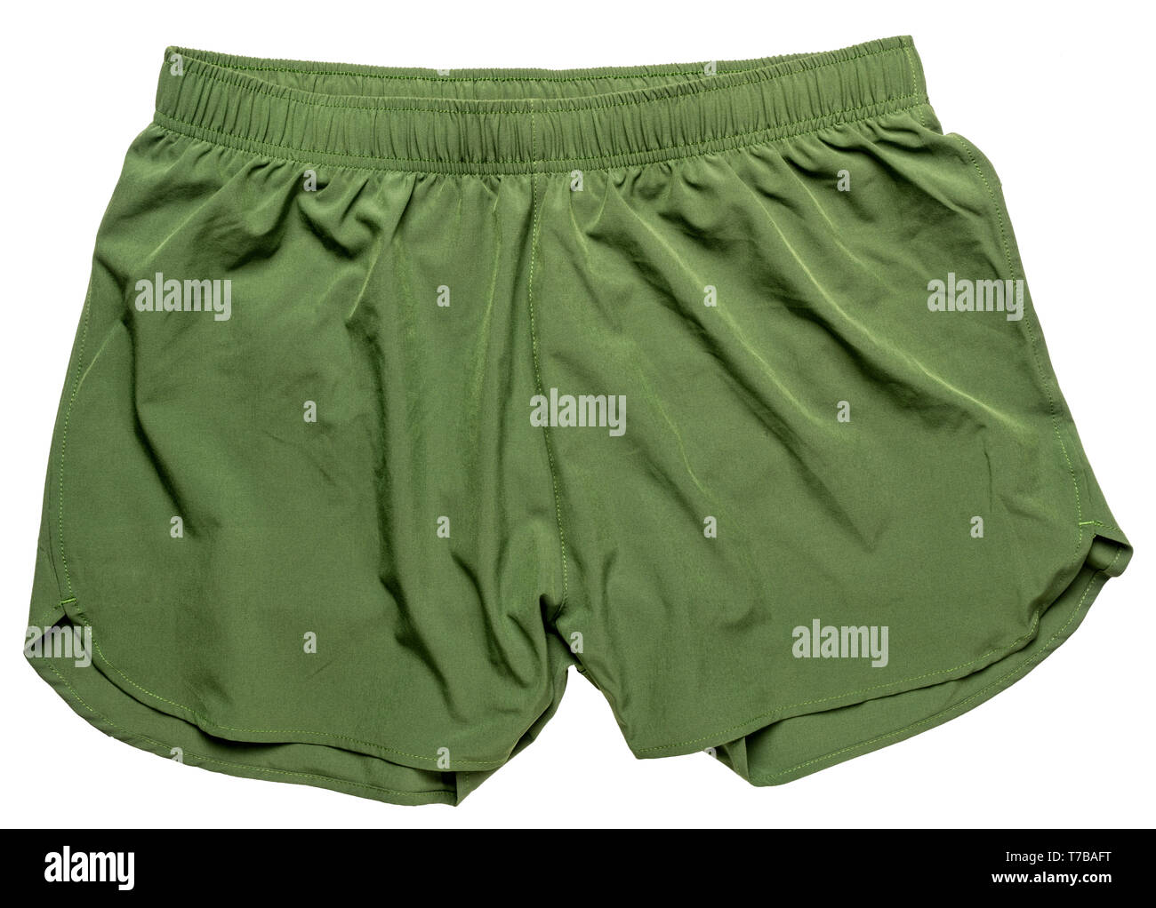 men's green running shorts isolated on white Stock Photo