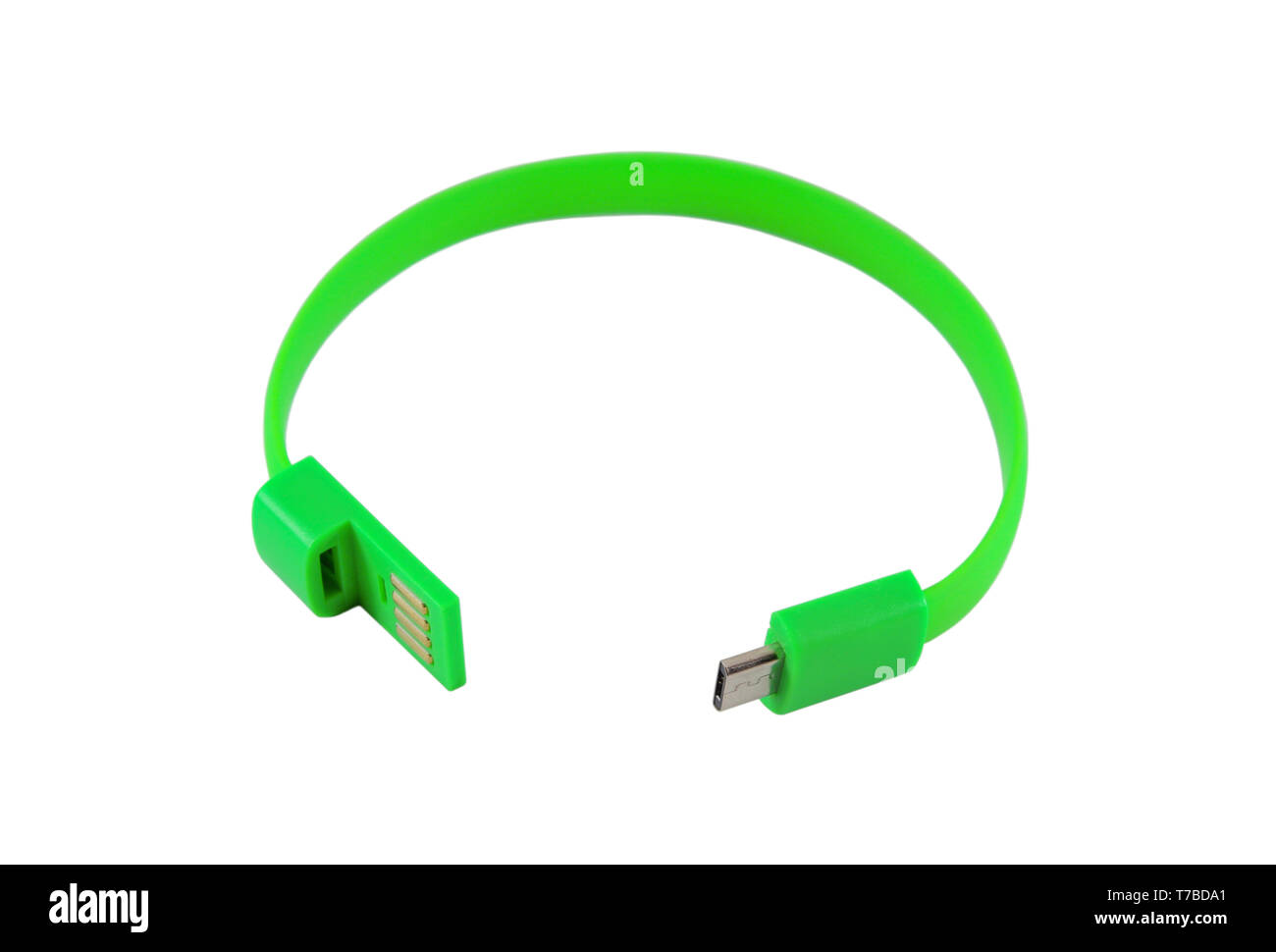 Silicone USB adapter for the mobile telephone on a white Stock Photo