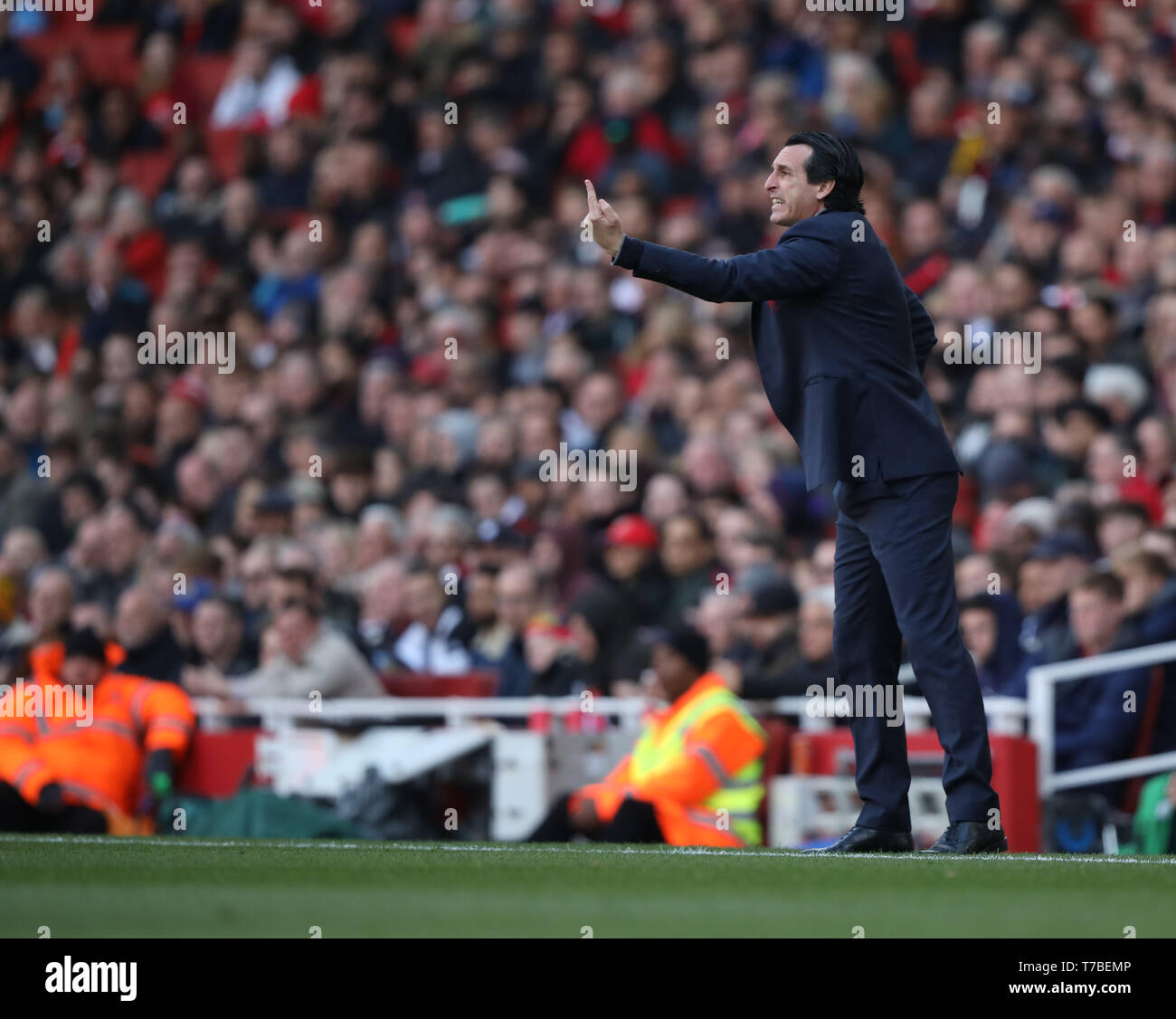 London, UK. 05th May, 2019. Unai Emery (Arsenal manager) at the Arsenal v Brighton and Hove Albion English Premier League football match at The Emirates Stadium, London, UK on May 5, 2019. **Editorial use only, license required for commercial use. No use in betting, games or a single club/league/player publications** Credit: Paul Marriott/Alamy Live News Stock Photo