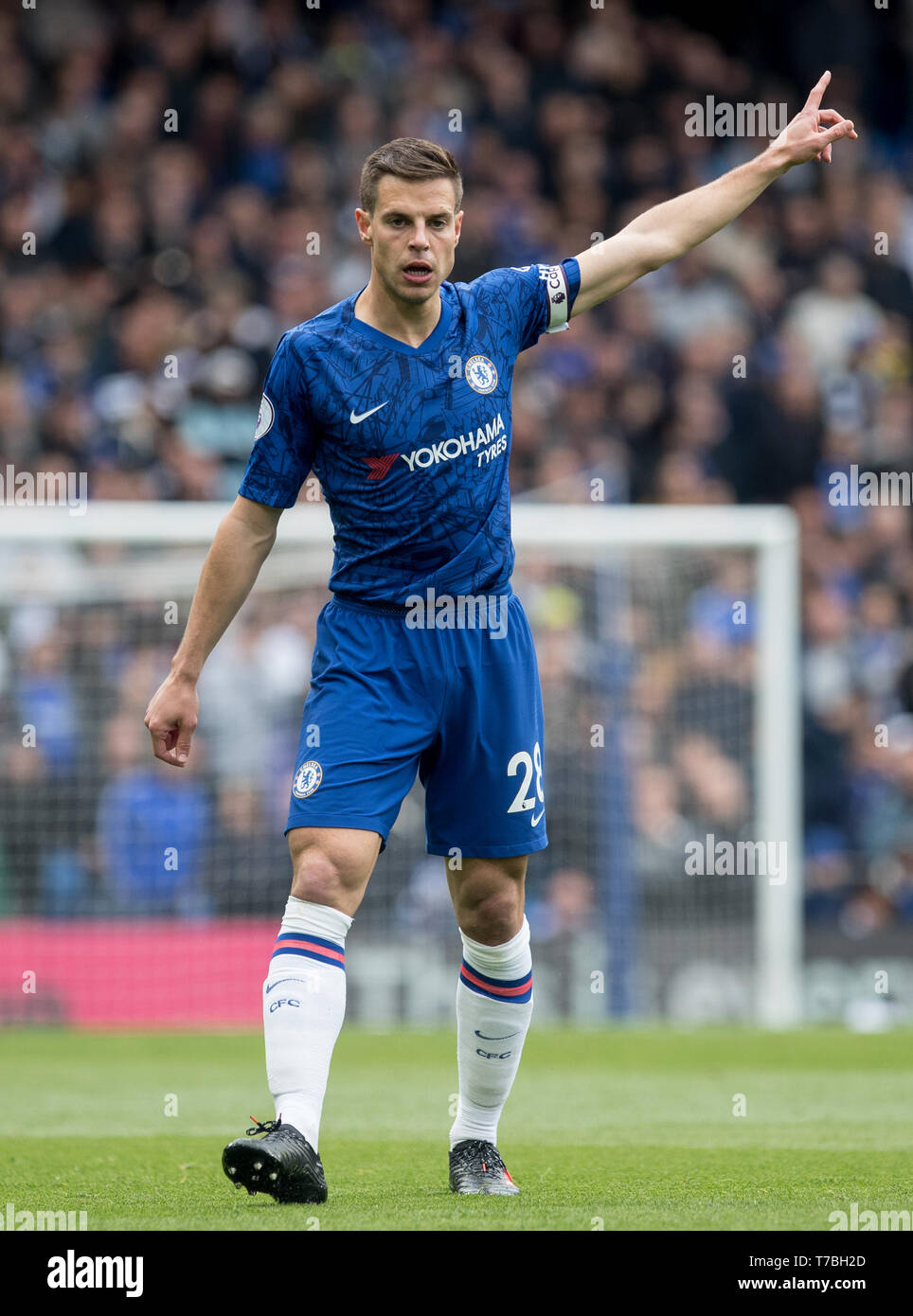 London, UK. 05th May, 2019. Cesar Azpilicueta of Chelsea during the Premier  League match between Chelsea and Watford at Stamford Bridge, London, England  on 5 May 2019. Photo by Andy Rowland. Editorial