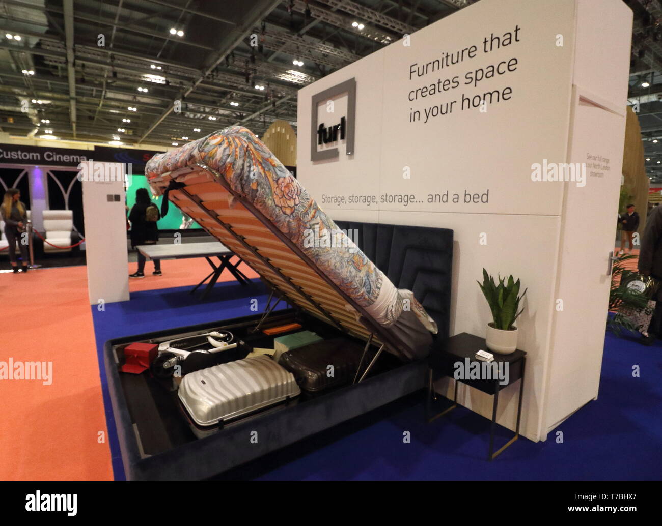London, UK. 5th May, 2019. Furniture that creates space in your home seen displayed during the exhibition.Grand Designs Live exhibition sponsored by Anglian Home Improvements, with more than 500 exhibitors in zones for sustainable technology, self-build, design, grand technology, interiors, kitchens & bathrooms, gardens, food & housewares. The show offers visitors a unique opportunity to see all the latest trends for the home as well as many products never seen before. Based on the Channel 4 TV series and held at Excel London. (Credit Image: © Keith Mayhew/SOPA Images via ZUMA Wir Stock Photo