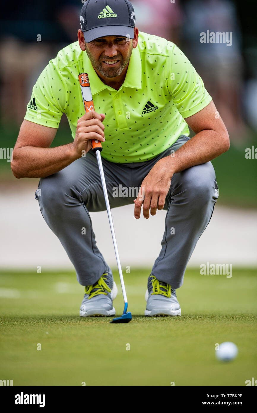 Charlotte, NC, USA. 5th May 2019. Sergio Garcia during the PGA Tour Wells Fargo Championship on Sunday May 5, 2019 at Quail Hollow Country Club in Charlotte, NC. Jacob Kupferman/CSM Credit: Cal Sport Media/Alamy Live News Stock Photo