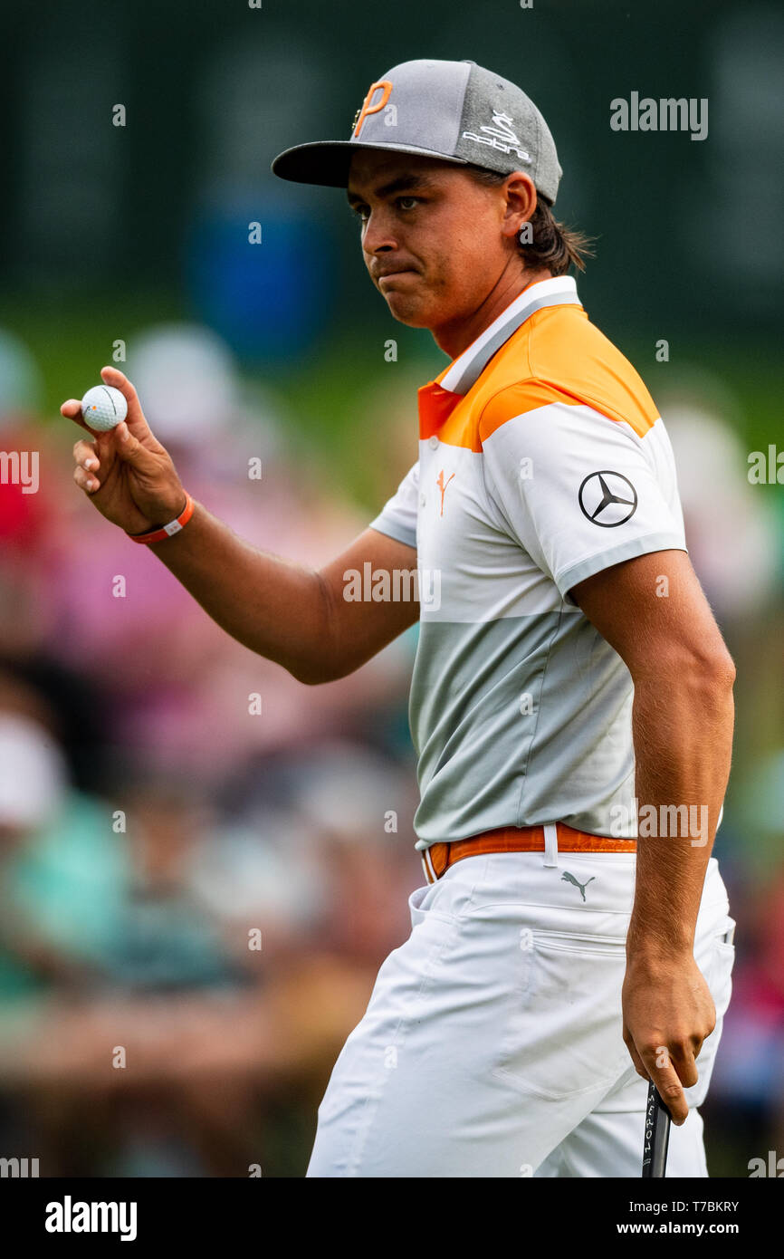 Charlotte, NC, USA. 5th May 2019. Rickie Fowler during the PGA Tour Wells Fargo Championship on Sunday May 5, 2019 at Quail Hollow Country Club in Charlotte, NC. Jacob Kupferman/CSM Credit: Cal Sport Media/Alamy Live News Stock Photo