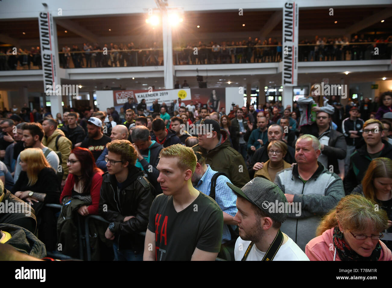 General view of public seen attending the Miss Tuning 2019 finale during Tuning World Bodensee 2019. The biggest Tuning fair in Europe with lots of activities and contests. The fair takes place in Friedrichshafen Messe, in Germany. Stock Photo