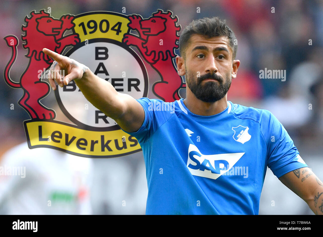 FOTOMONTAGE: Kerem Demirbay (1899 Hoffenheim) before transfer to Bayer  Leverkusen. Image: Kerem DEMIRBAY (1899 Hoffenheim), gesture, gives  instructions, action, single image, single cut motive, half figure, half  figure. Soccer 1. Bundesliga, 28