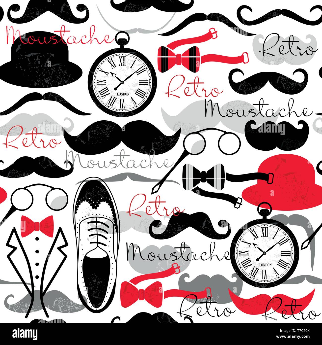 Retro vintage seamless pattern. Retro design elements background. Stock Vector