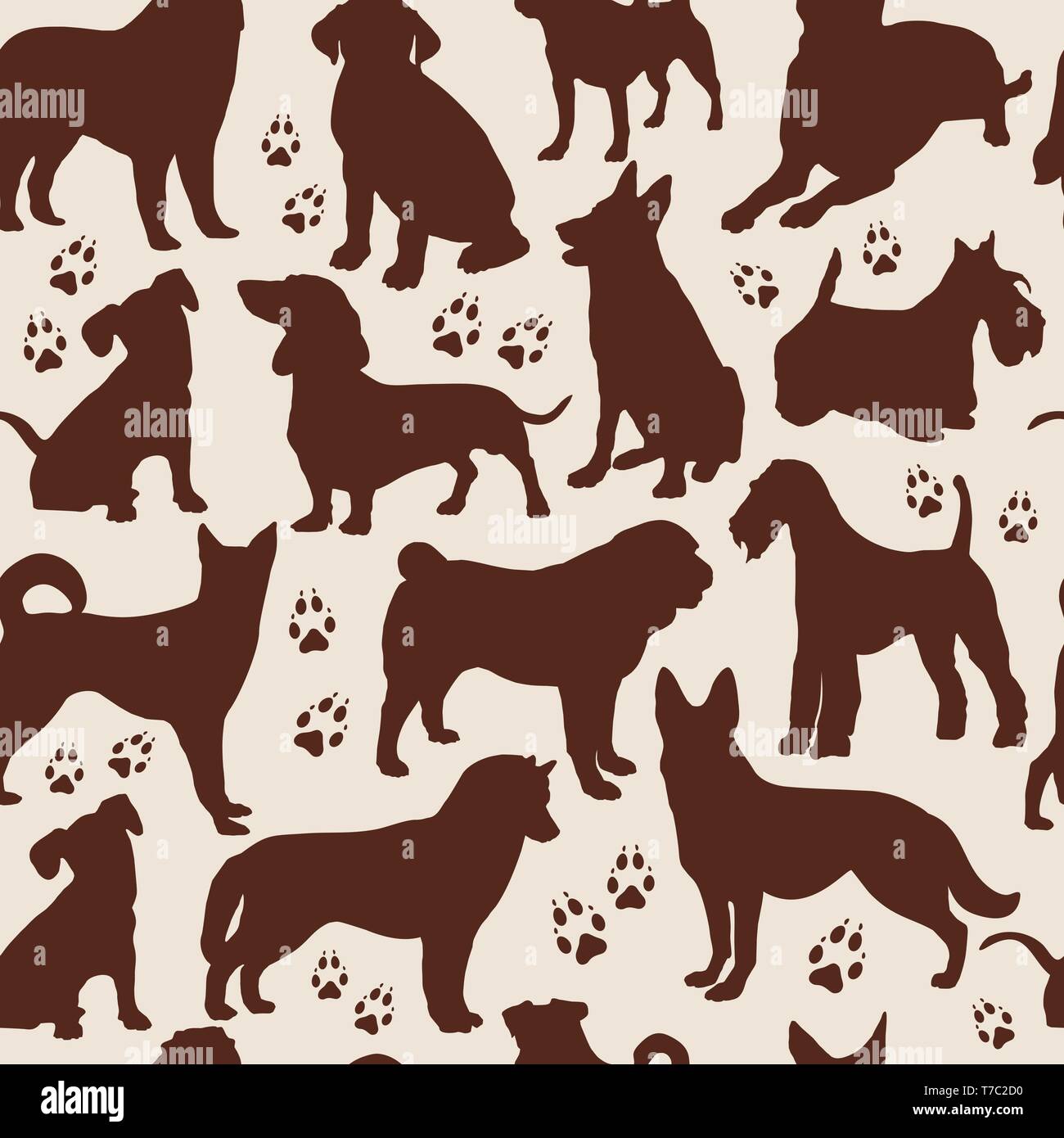 Dog seamless pattern. Vector stok illustration of animals Stock Vector ...