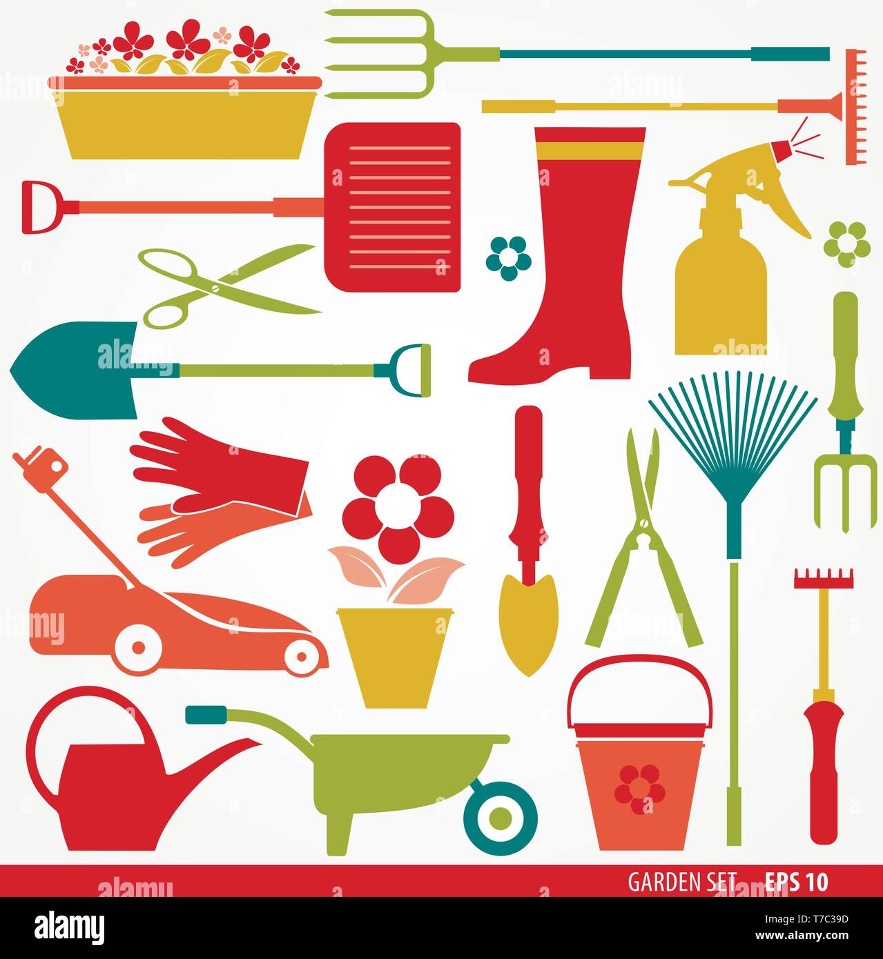 Garden tools set. Vector stock illustration Stock Vector
