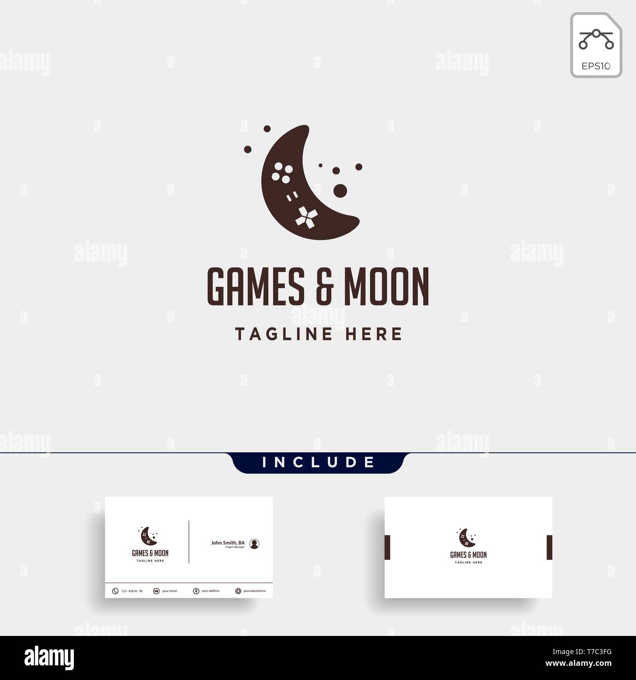 moon game logo design template vector illustration icon element - vector Stock Vector