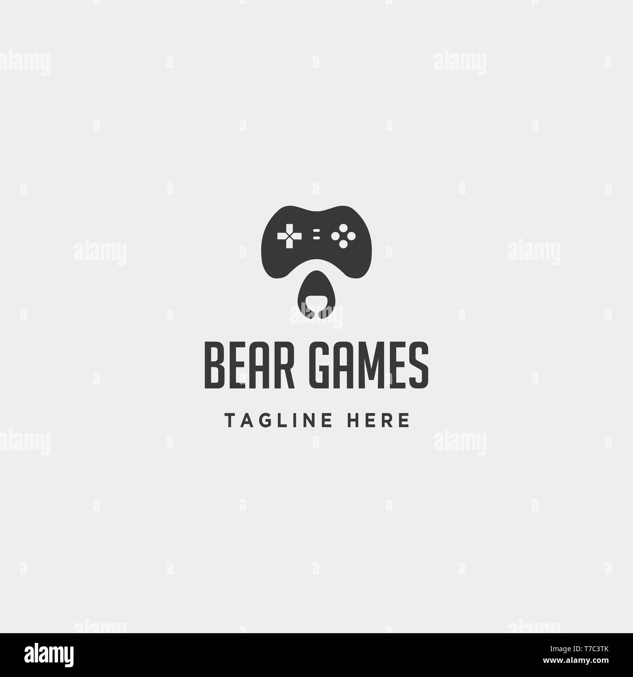 bear game logo design template animal concept controller - vector Stock Vector