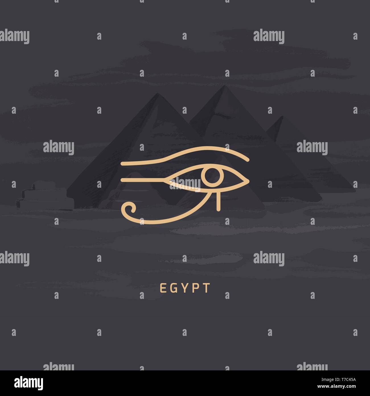 Vector illustration of the Udjat icon also the eye of Ra or the eye of Horus. Stock Vector