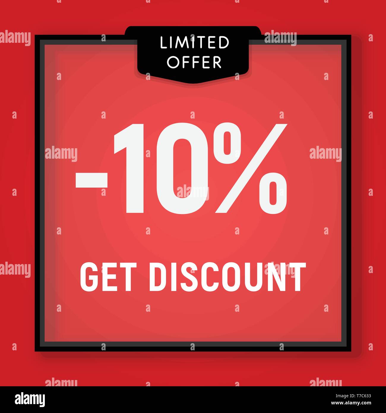 Sale 10 percent off, get discount website button. Shop window, behind glass design. vector illustration Stock Vector