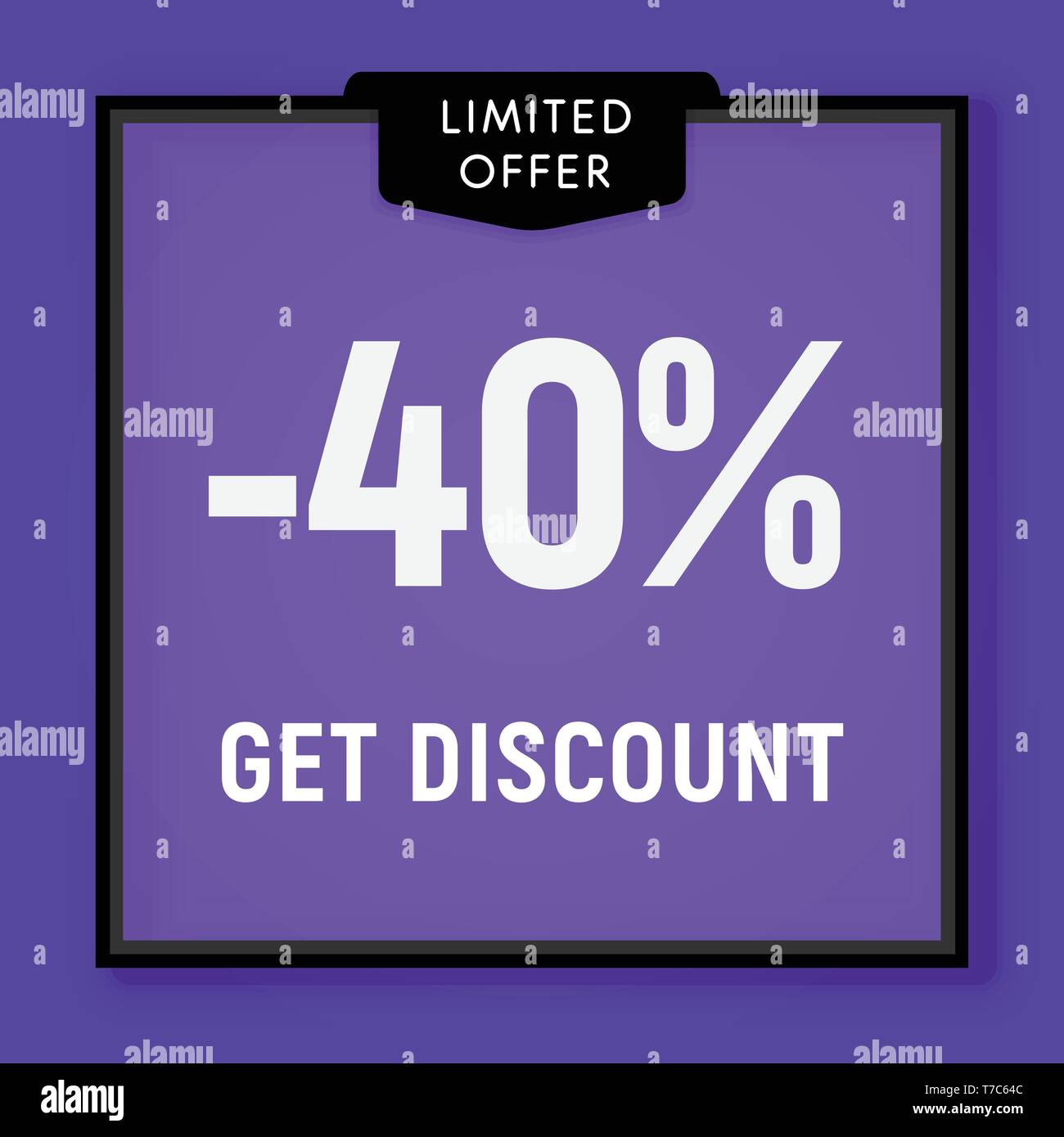 Sale 40 percent off, get discount website button. Shop window, behind glass design. vector illustration Stock Vector