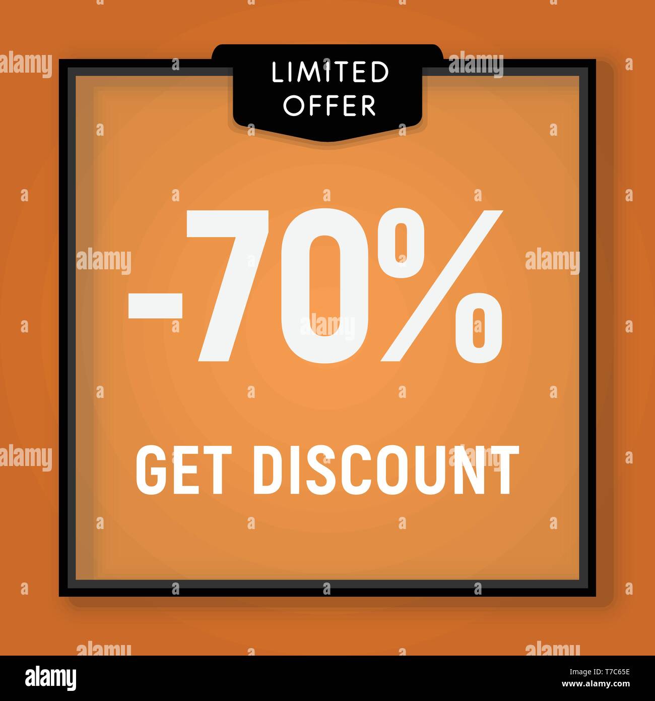 Sale 70 percent off, get discount website button. Shop window, behind glass design. vector illustration Stock Vector
