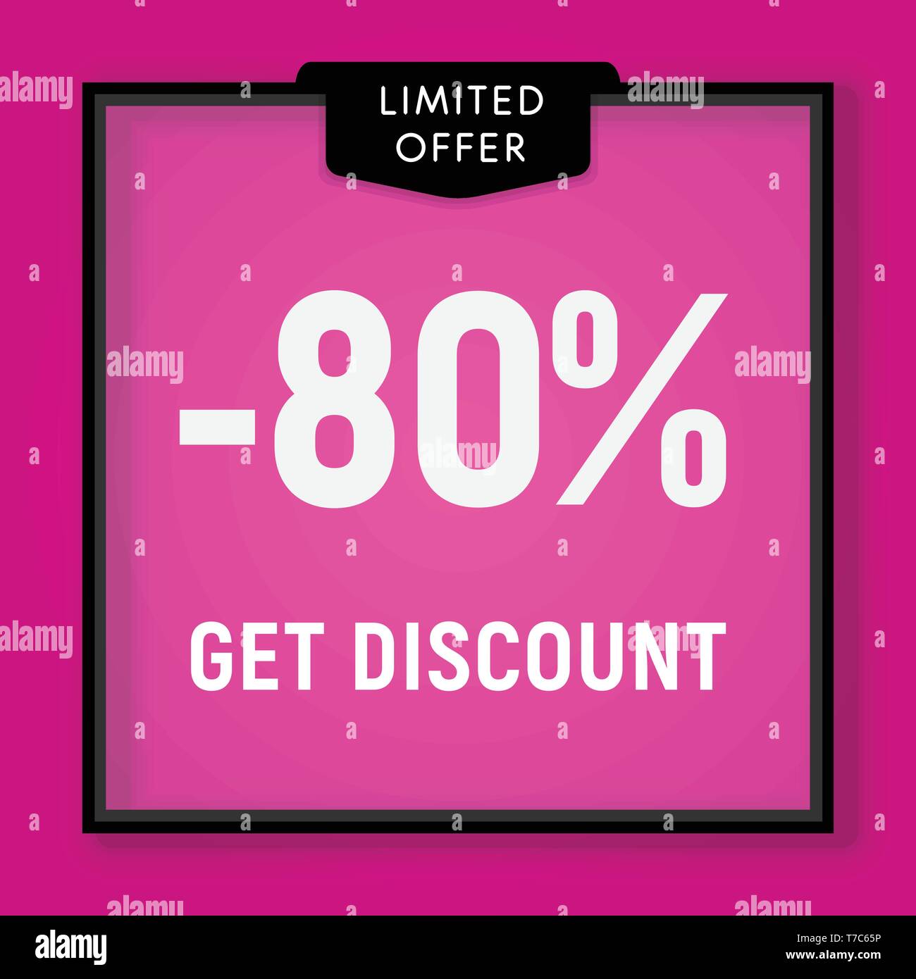 Sale 80 percent off, get discount website button. Shop window, behind glass design. vector illustration Stock Vector