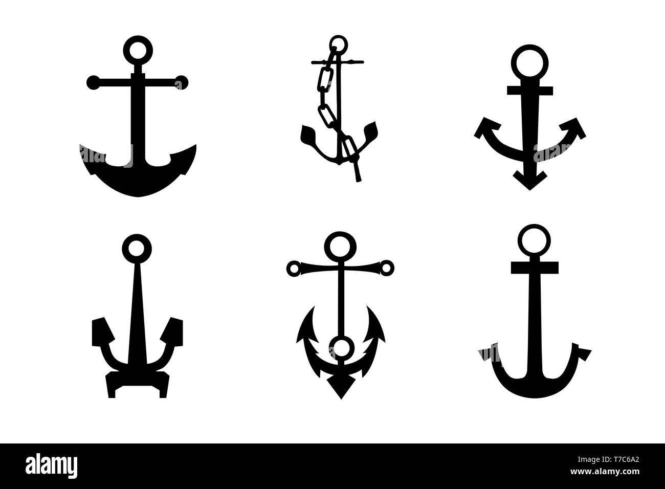 Sea anchors silhouette Stock Photo