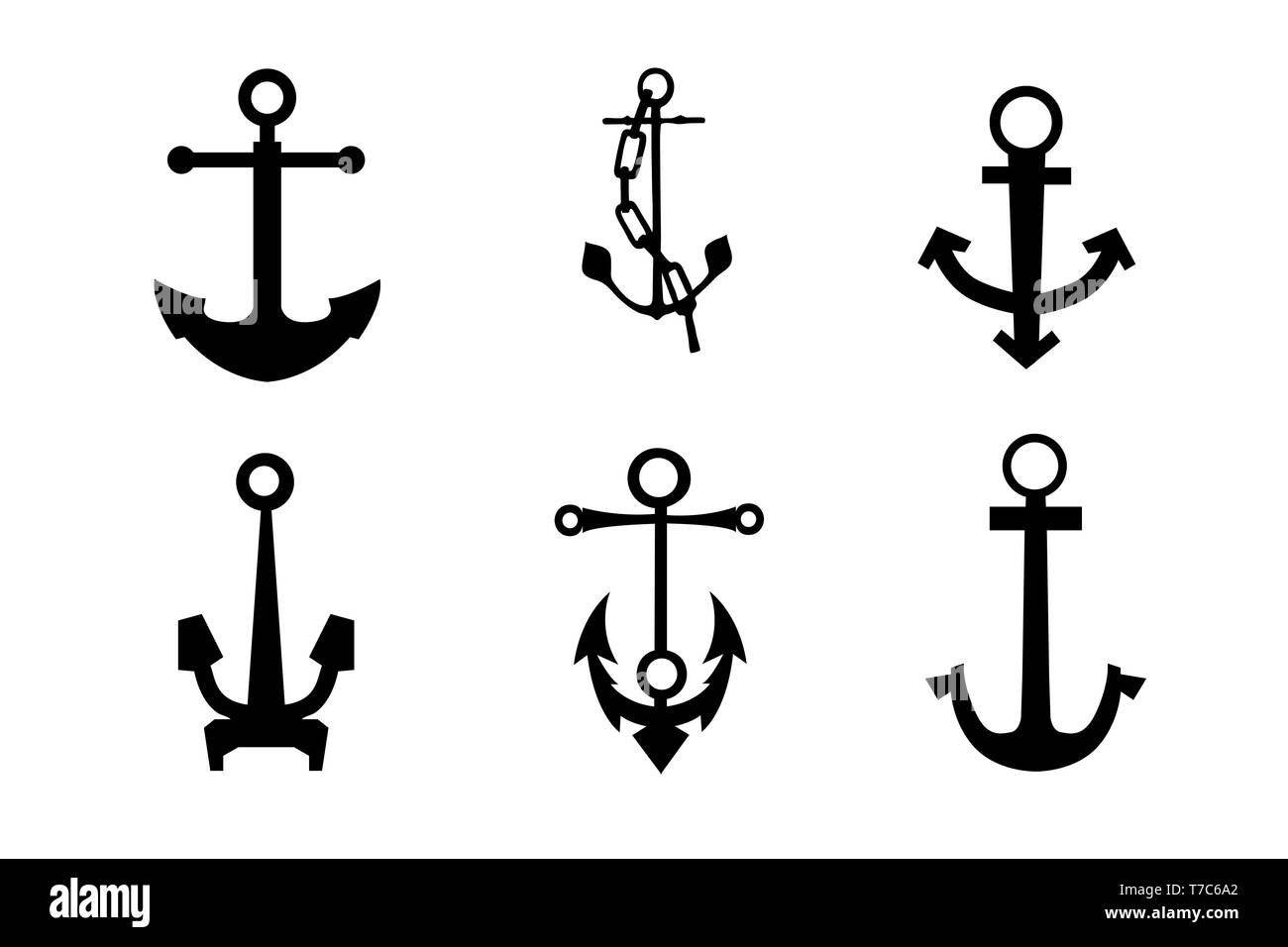 Sea anchors silhouette Stock Photo - Alamy