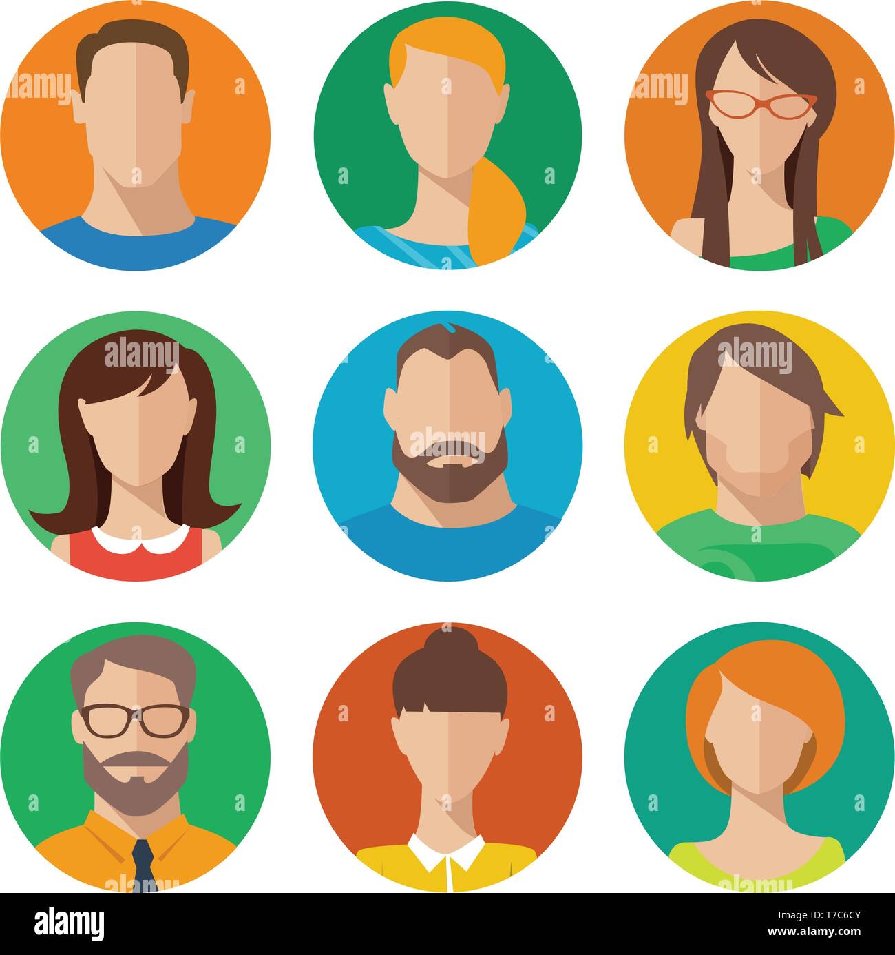 Vector set of flat style male and female avatars Stock Vector Image ...