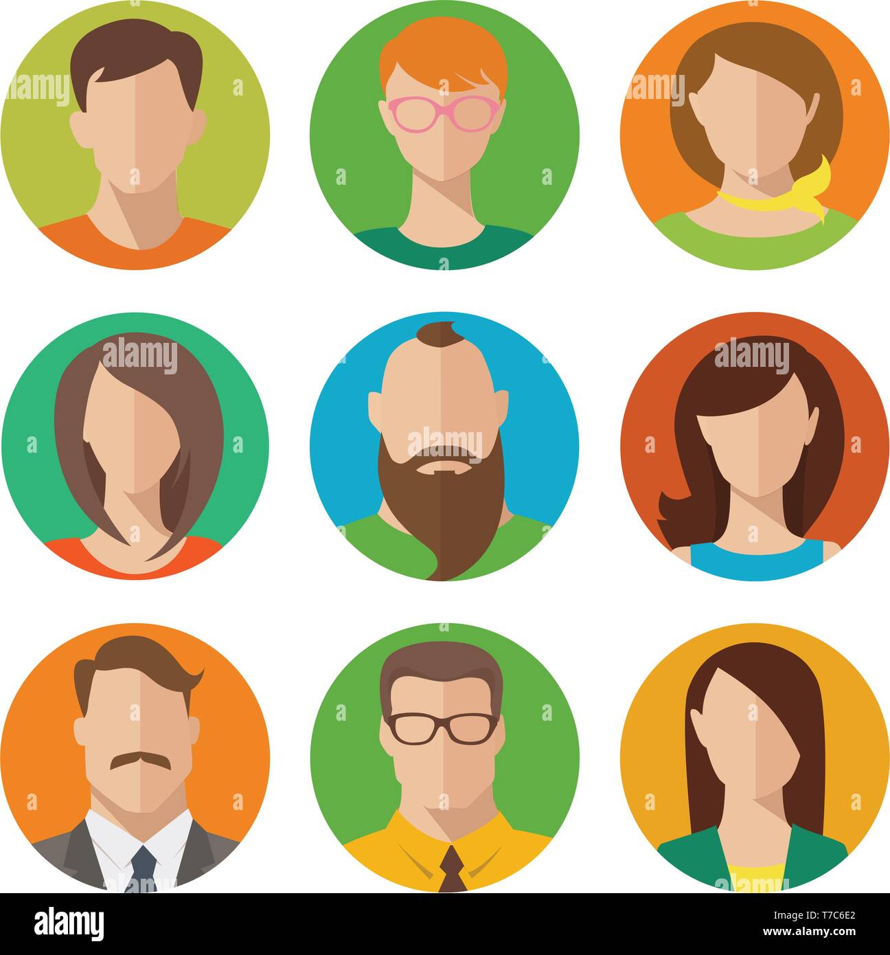 Vector set of flat style male and female avatars Stock Vector Image ...