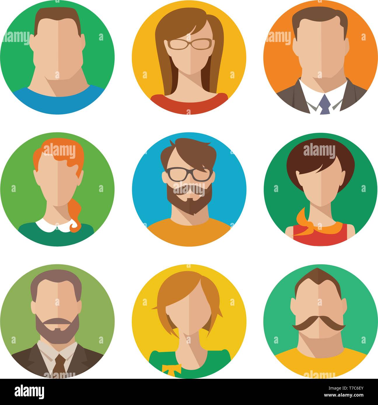 Vector set of flat style male and female avatars Stock Vector Image ...