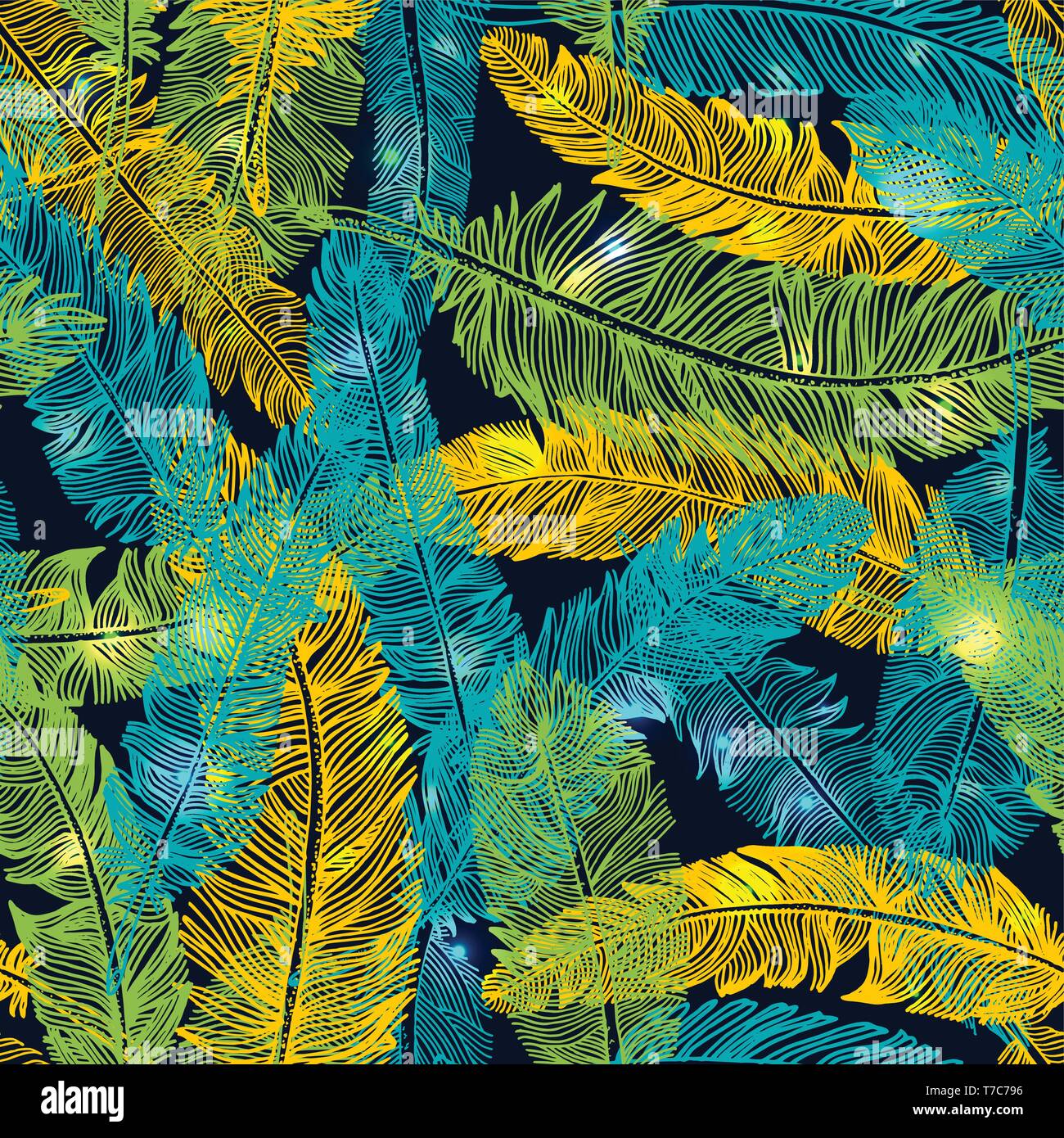 Hand drawn seamless pattern of hand drawn feathers Stock Vector Image ...
