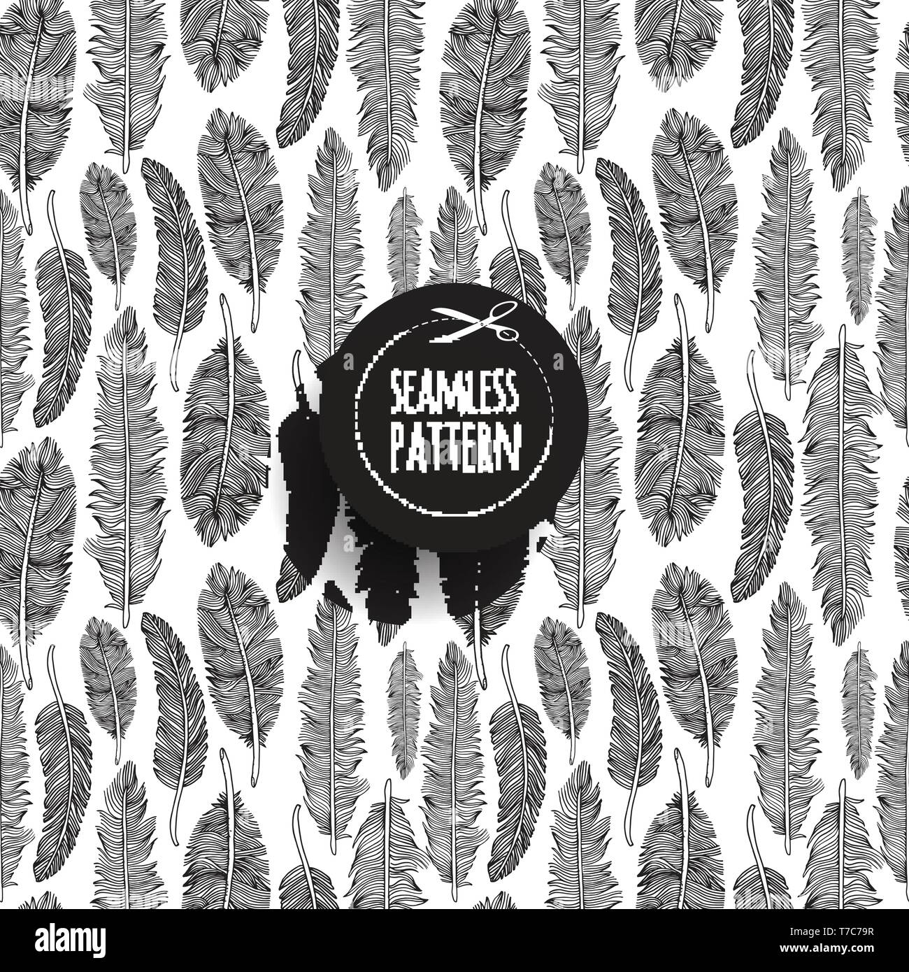 Seamless pattern of hand drawn feathers .Vector illustration Stock ...