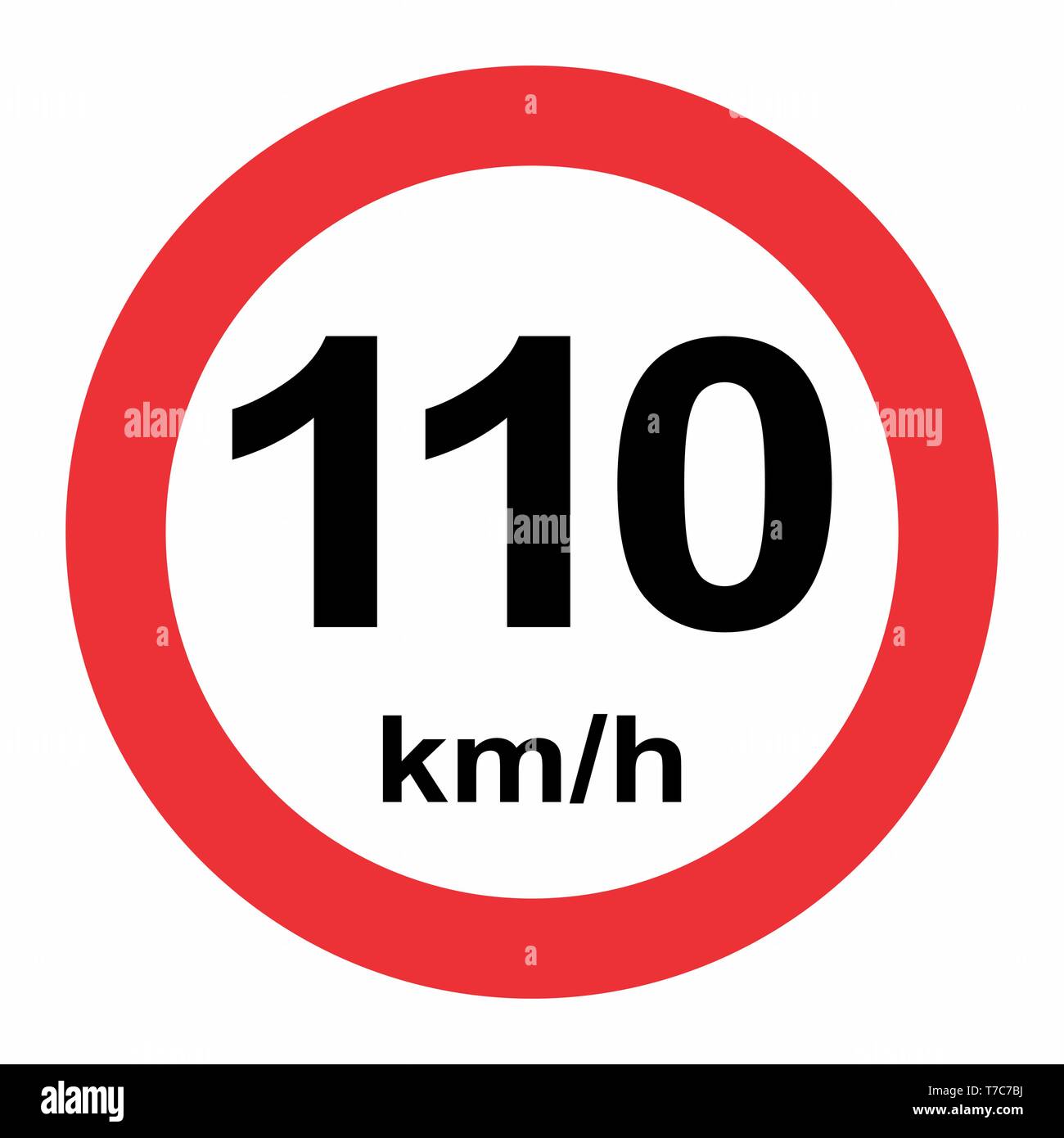 Illustration of Speed limit 110 kmh traffic sign on white background ...