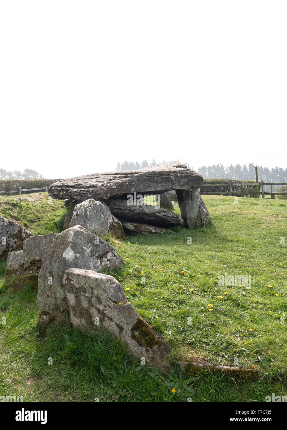 Arthur's Stone Neolithic burial chamber made of great stone slabs, set in the hills above