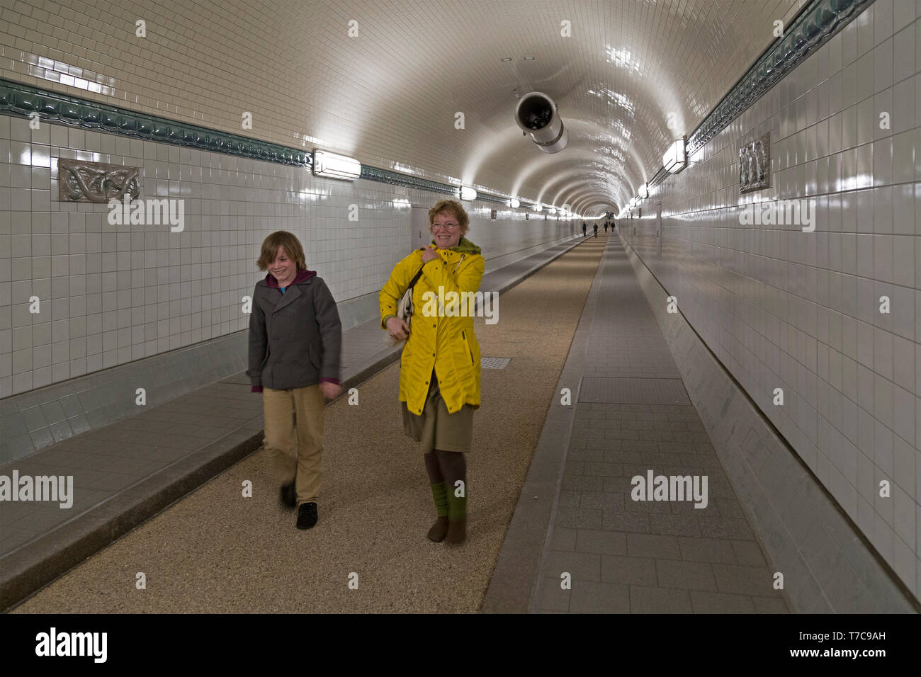 newly refurbished tunnel, Old Elbe Tunnel, Hamburg, Germany Stock Photo