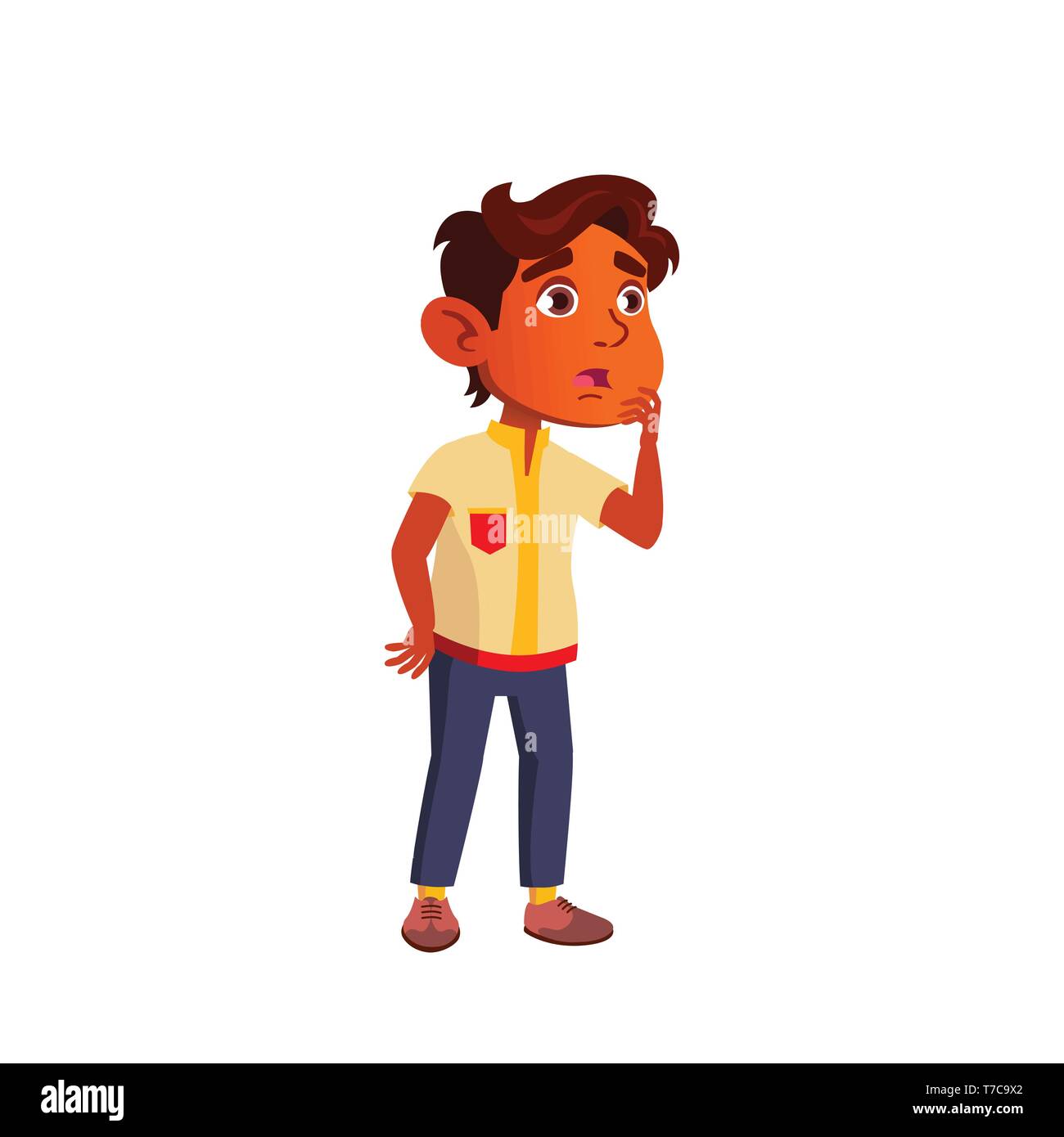 Indian Child Boy Cartoon Isolated Vector Illustration Stock Vector