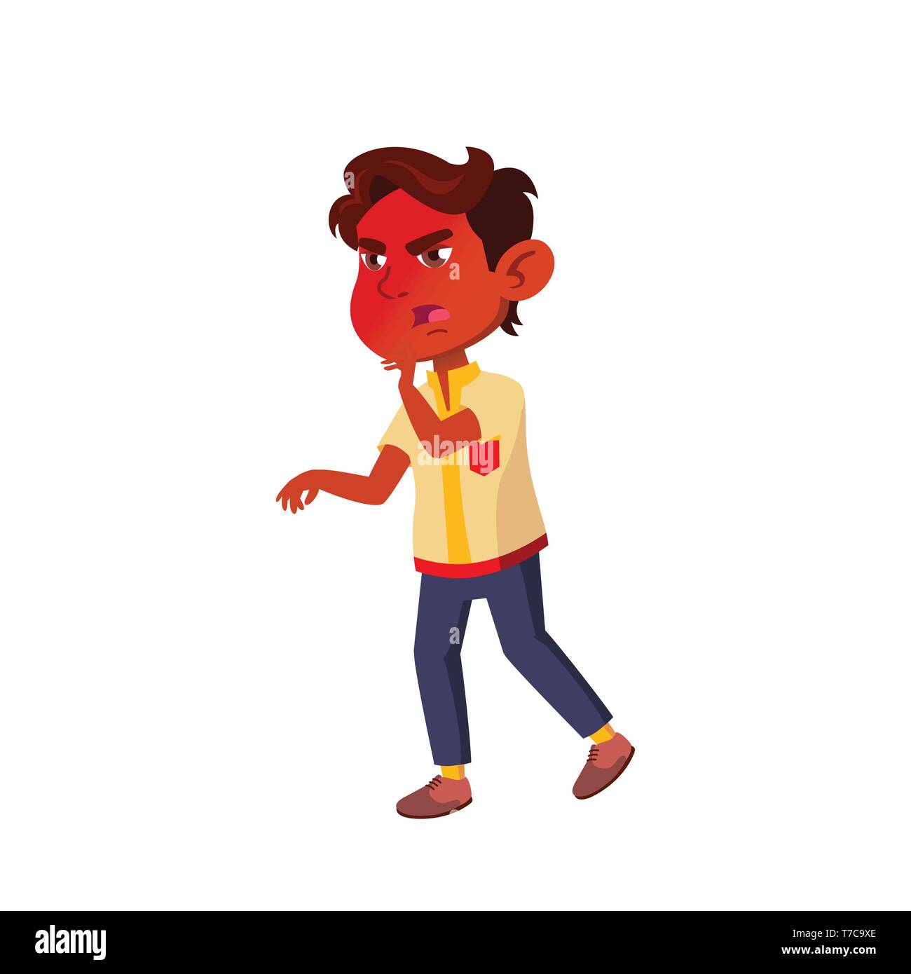 Indian Child Boy Cartoon Isolated Vector Illustration Stock Vector