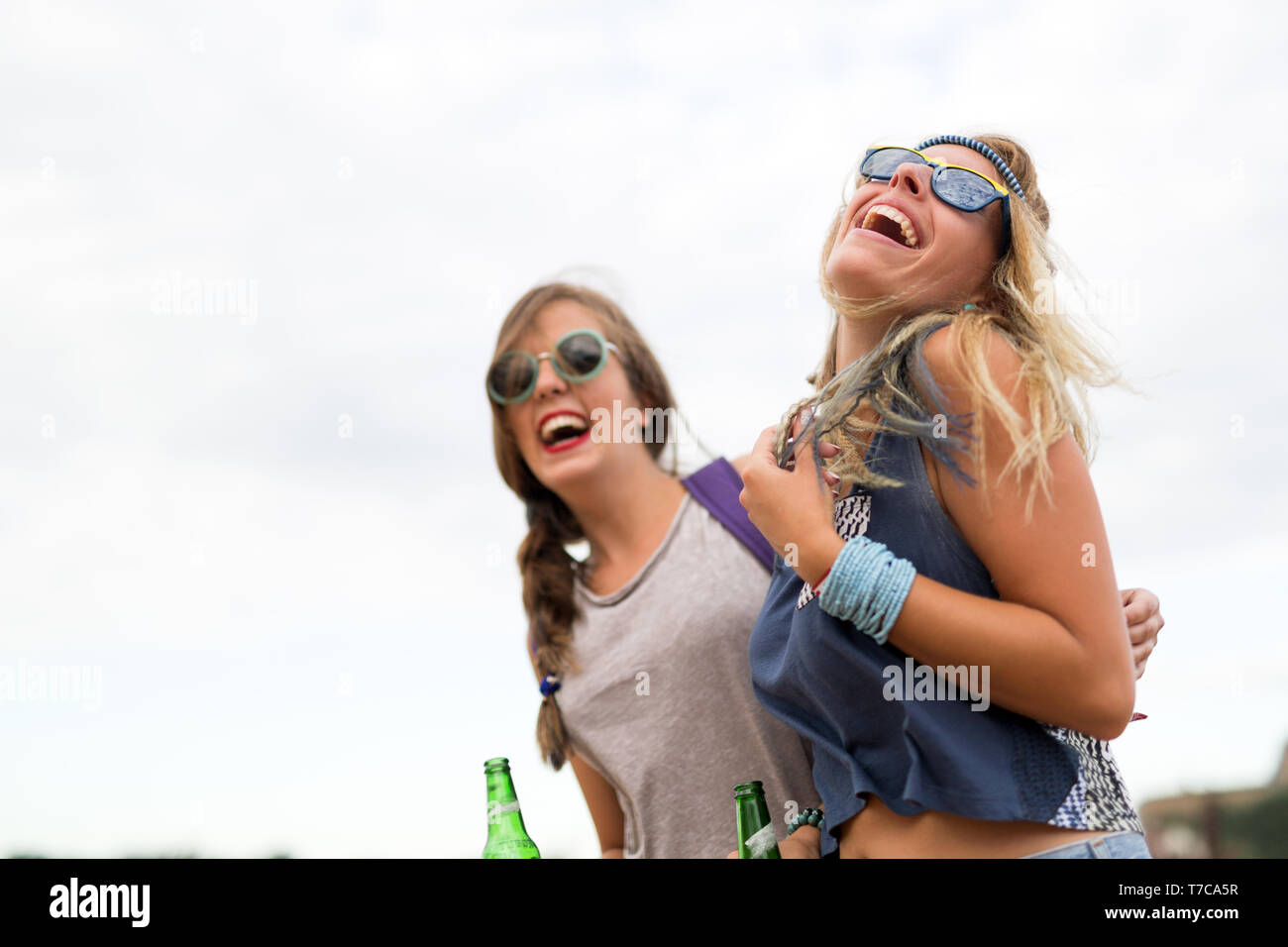 Young happy women having fun time together Stock Photo