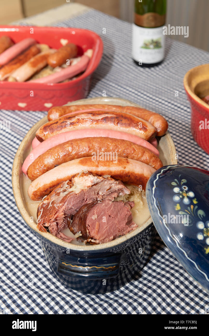 Central and Eastern European cuisines choucroute - sauerkraut with riesling Stock Photo