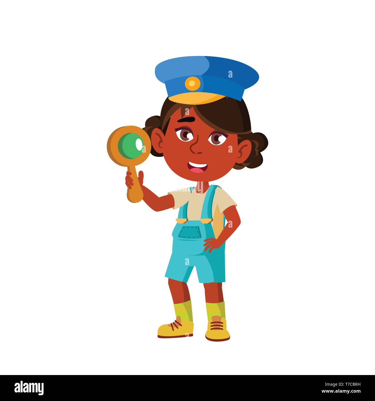 Indian Child Girl Cartoon Isolated Vector Illustration Stock